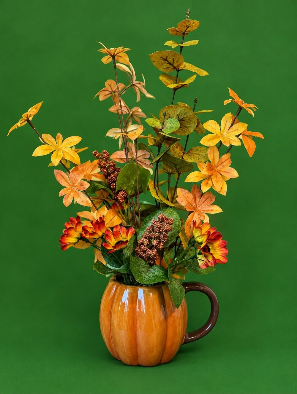 Orange & Green Faux Floral Arrangement